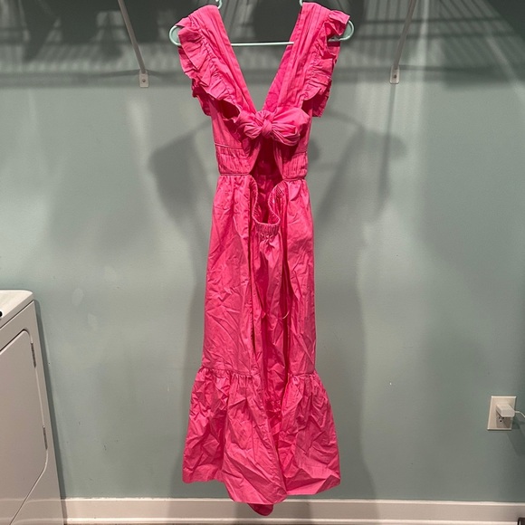Pink Ruffled Maxi Dress - Picture 8 of 9